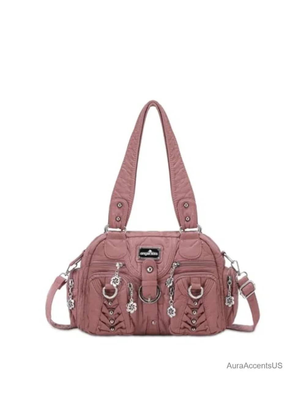 Vegan Leather Hobo Handbag Crossbody Shoulder Bag Multipocket Soft Purse